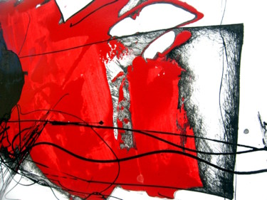Pintura intitulada "Red drawing" por Carlos Ganhão Calado, Obras de arte originais, Tinta