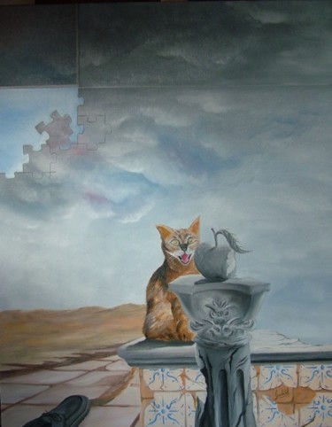Pintura intitulada "DO GATO PISADO/Cat'…" por Carlos Godinho, Obras de arte originais, Óleo