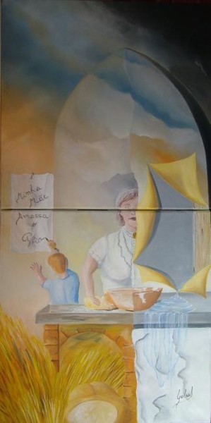 Pintura intitulada "MInha Mãe Amassa o…" por Carlos Godinho, Obras de arte originais, Óleo