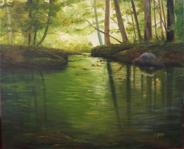 Painting titled "bosque verde" by Carlos Jesús Saorín Sánchez, Original Artwork, Oil