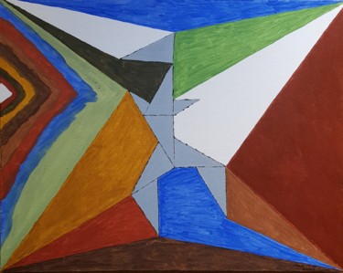 Malerei mit dem Titel "Danse des triangles…" von Carlos Vieira, Original-Kunstwerk, Acryl Auf Keilrahmen aus Holz montiert