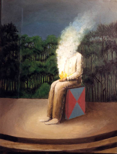 Pintura titulada "Hombre con humo" por Carlos Masoch, Obra de arte original