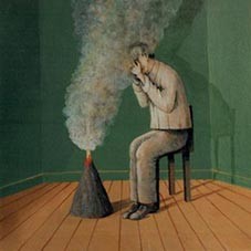 Pintura titulada "Hombre con Volcan" por Carlos Masoch, Obra de arte original