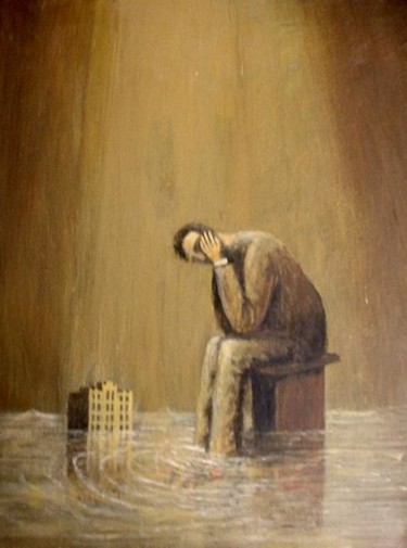 Painting titled "Hombre inundado" by Carlos Masoch, Original Artwork