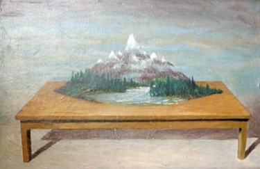 Pintura titulada "Mesa con Volcan" por Carlos Masoch, Obra de arte original