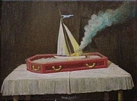 Pintura titulada "Ataud con barco" por Carlos Masoch, Obra de arte original
