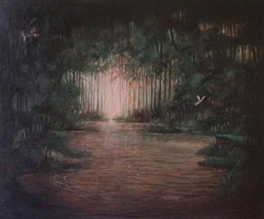 Pintura titulada "Bosque con pajaros" por Carlos Masoch, Obra de arte original