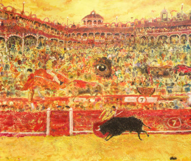 제목이 "Fiesta, bullfighting"인 미술작품 Carlos Pardo로, 원작, 기름