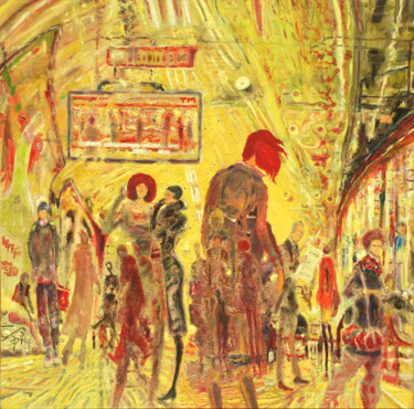 Painting titled "Subway II. Metro II" by Carlos Pardo, Original Artwork, Oil