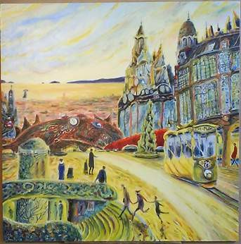 Painting titled "Las prisas, the rush" by Carlos Pardo, Original Artwork, Oil