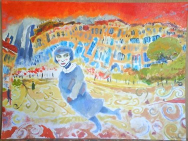 Painting titled "Mujer de Azul. Woma…" by Carlos Pardo, Original Artwork, Oil