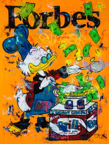 Schilderij getiteld "Scrooge Mc Duck in…" door Carlos Pun, Origineel Kunstwerk, Acryl