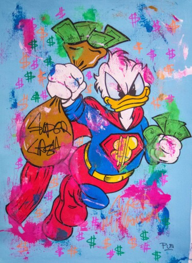 Painting titled "Super Cash ft. Dona…" by Carlos Pun, Original Artwork, Acrylic