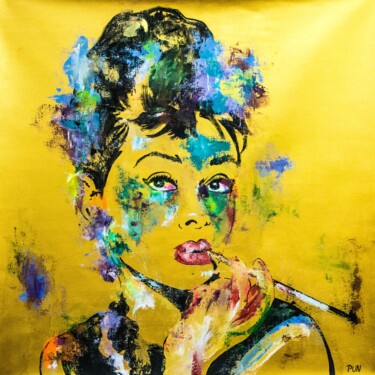 Malerei mit dem Titel "Audrey Hepburn Port…" von Carlos Pun, Original-Kunstwerk, Acryl