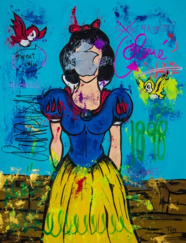 Painting titled "Snow White and the…" by Carlos Pun, Original Artwork, Acrylic Mounted on Wood Stretcher frame