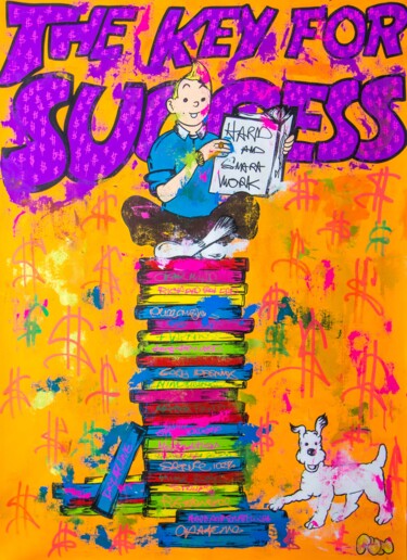 Painting titled "The Key for Success…" by Carlos Pun, Original Artwork, Acrylic Mounted on Wood Stretcher frame
