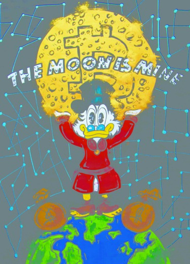 Malerei mit dem Titel "Scrooge McDuck in t…" von Carlos Pun, Original-Kunstwerk, Acryl Auf Keilrahmen aus Holz montiert