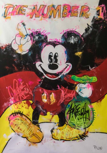 Peinture intitulée "Mickey Mouse Flag S…" par Carlos Pun, Œuvre d'art originale, Acrylique Monté sur Châssis en bois