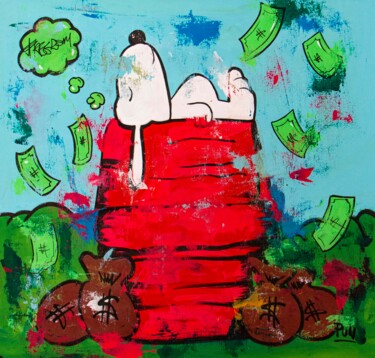 Schilderij getiteld "Snoopy Money Tree" door Carlos Pun, Origineel Kunstwerk, Acryl