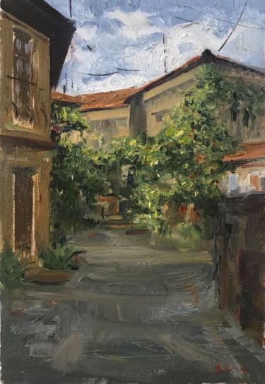 Painting titled "Street in Vidago, P…" by Carlos Ranna, Original Artwork, Oil