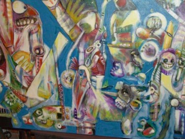 Painting titled "Os Bichos" by Carlos Saramago, Original Artwork, Oil