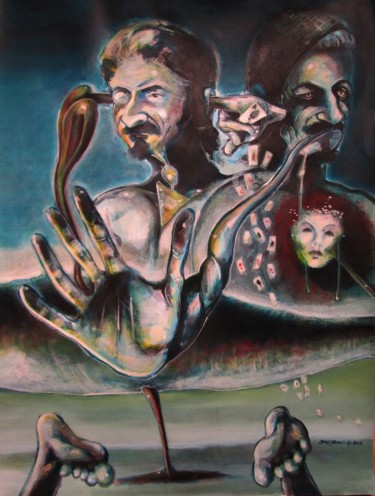 Painting titled "i run" by Carlos Saramago, Original Artwork, Oil