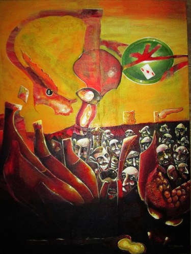 Pintura intitulada "ascocegas incomodam…" por Carlos Saramago, Obras de arte originais, Óleo