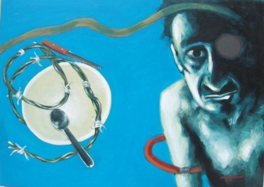Pintura intitulada "crazy for food" por Carlos Saramago, Obras de arte originais, Acrílico Montado em Armação em madeira