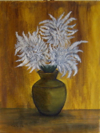 Pintura titulada "jarrón con flor" por Carlos Soler, Obra de arte original, Oleo