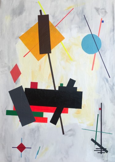 Painting titled "Suprematism Constru…" by Carlos Zayan, Original Artwork, Acrylic