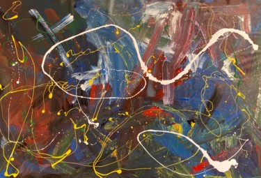 Malerei mit dem Titel "Blue, Red and Yellow" von Carlos Zayan, Original-Kunstwerk, Acryl