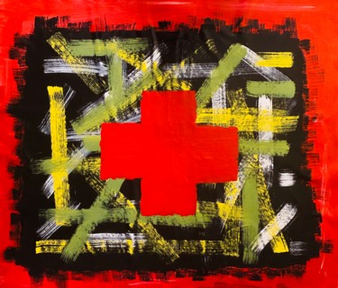 Painting titled "Red Cross" by Carlos Zayan, Original Artwork, Acrylic