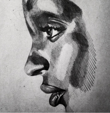 Drawing titled "Perfil" by Carlota Pinto Leite, Original Artwork, Pencil