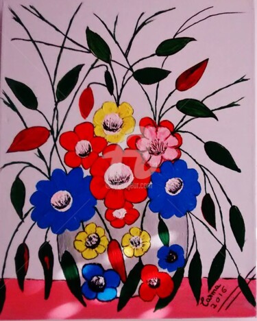 Pintura intitulada "Arranjo floral." por Carma Carvalho, Obras de arte originais, Acrílico