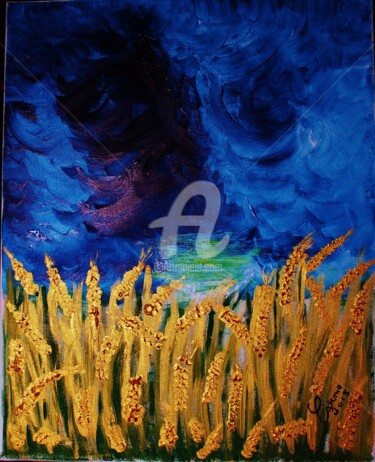 Pintura intitulada "Seara de trigo com…" por Carma Carvalho, Obras de arte originais, Acrílico