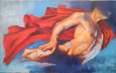 Painting titled "Homme à la cape rou…" by Carmen Berluti, Original Artwork, Acrylic