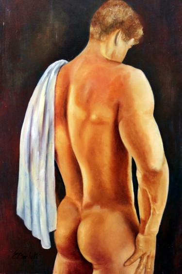 Peinture intitulée "Homme a la serviette" par Carmen Berluti, Œuvre d'art originale, Huile