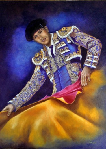 Schilderij getiteld "TORERO BLEU" door Carmen Berluti, Origineel Kunstwerk, Olie