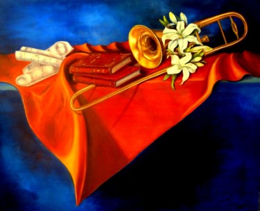 Painting titled "ETUDE MUSICALE" by Carmen Berluti, Original Artwork, Oil Mounted on Wood Stretcher frame