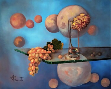 Painting titled "RAISIN ET DALHIA" by Carmen Berluti, Original Artwork, Acrylic Mounted on Wood Stretcher frame