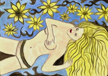 Schilderij getiteld "Die Blonde" door Carmen Coduri, Origineel Kunstwerk, Olie