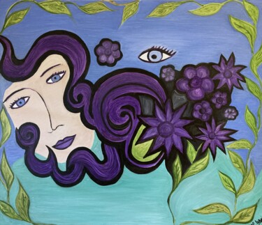 Картина под названием "Flower Power" - Carmen Coduri, Подлинное произведение искусства, Акрил Установлен на Деревянная рама…