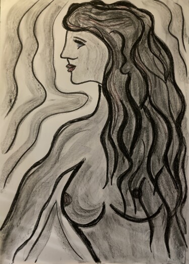 Painting titled "Die Erotische" by Carmen Coduri, Original Artwork, Charcoal