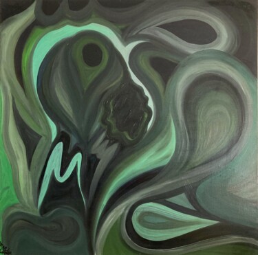 Malerei mit dem Titel "Grüne Welle" von Carmen Coduri, Original-Kunstwerk, Öl Auf Keilrahmen aus Holz montiert