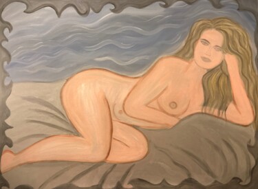 Malerei mit dem Titel "Liegende Frau" von Carmen Coduri, Original-Kunstwerk, Öl