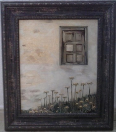 Painting titled "ventana en el peral" by Carmen Fdez Tornell, Original Artwork, Oil