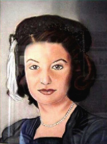Pintura titulada "Mi mamá jovencita -…" por Carmen G. Junyent, Obra de arte original, Oleo