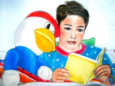 图画 标题为“Mi hijo Mario y su…” 由Carmen G. Junyent, 原创艺术品, 粉彩