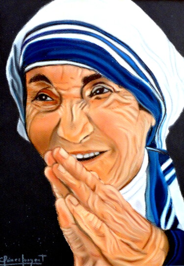 Pintura intitulada "Santa Madre Teresa…" por Carmen G. Junyent, Obras de arte originais, Pastel