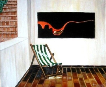 Malarstwo zatytułowany „Una terraza en El M…” autorstwa Carmen G. Junyent, Oryginalna praca, Olej
